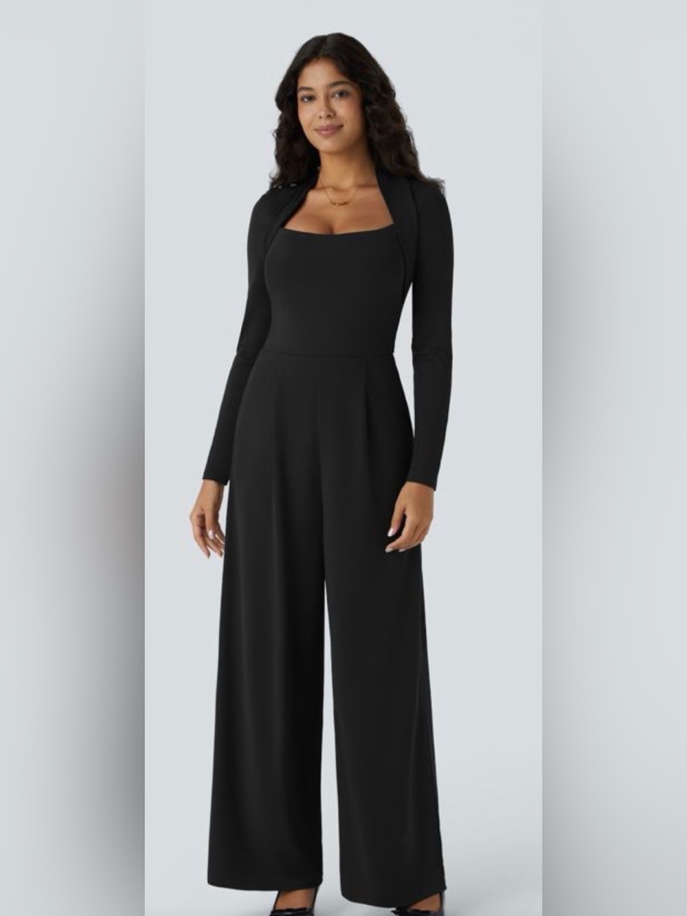 Halara Long Sleeve Pocket Wide Leg Jumpsuit-Easy Peezy XL